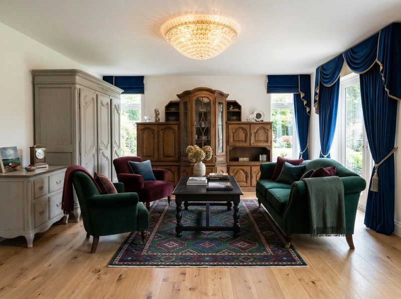 Дизайн гостиной в стиле Британский — фото интерьера от нейросети RoomGPT