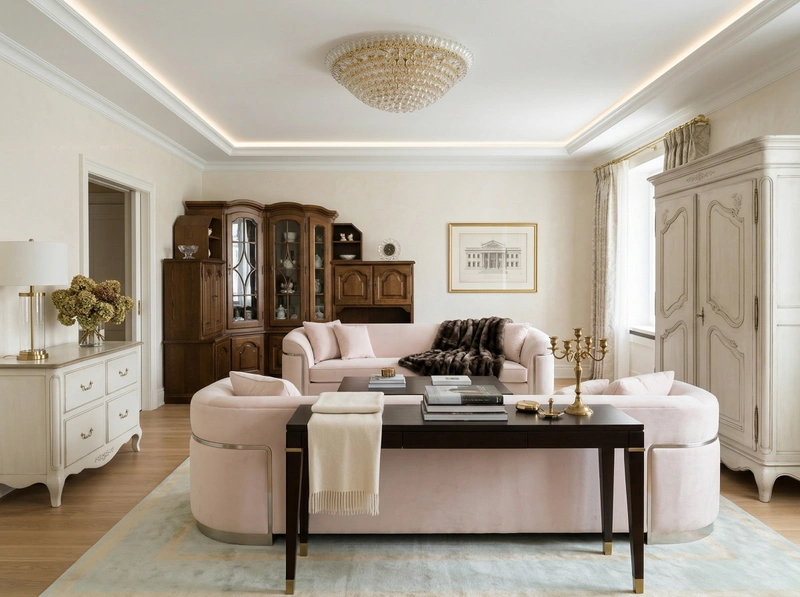 Дизайн гостиной в стиле Неоклассика — фото интерьера от нейросети RoomGPT