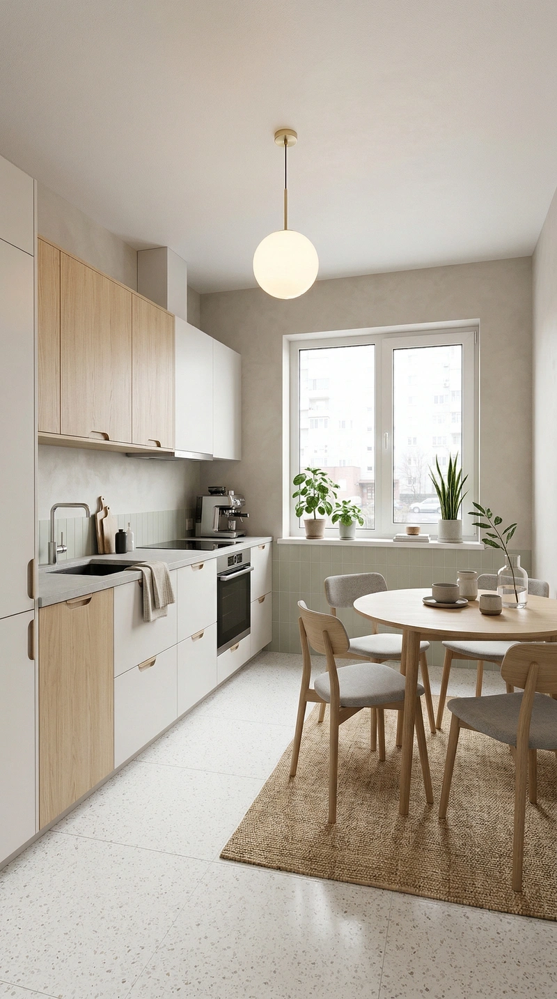 Дизайн кухни в стиле Сканди — фото интерьера от нейросети RoomGPT