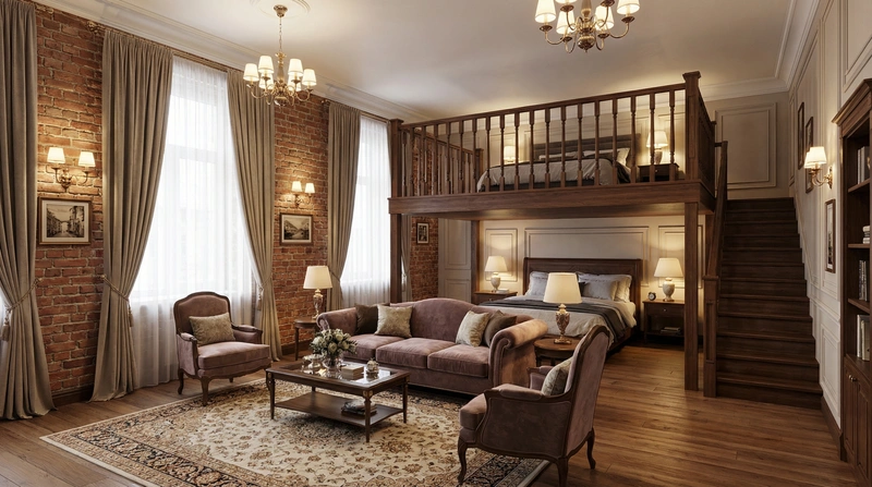 Дизайн интерьера в стиле Классика — Гостиная от нейросети RoomGPT