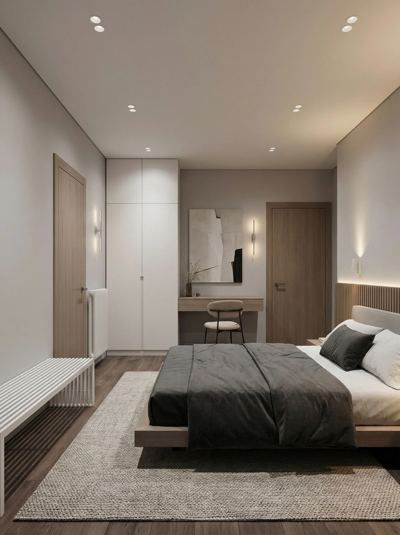 Дизайн спальни в стиле Минимализм — фото интерьера от нейросети RoomGPT