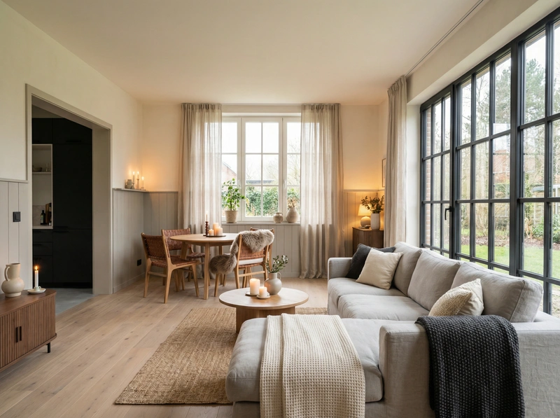 Дизайн интерьера в стиле Хюгге — Гостиная от нейросети RoomGPT