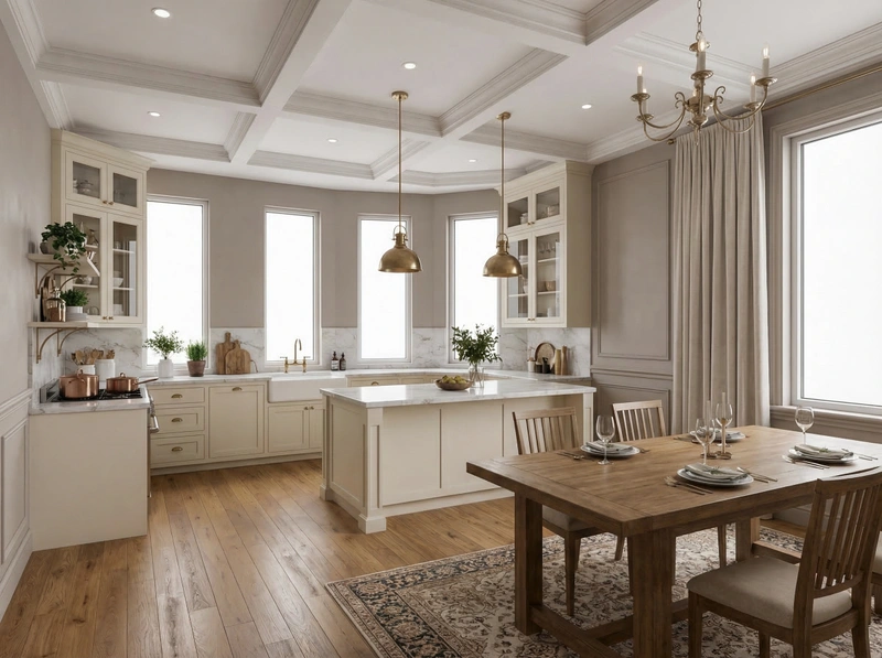 Дизайн кухни в стиле Классика — фото интерьера от нейросети RoomGPT