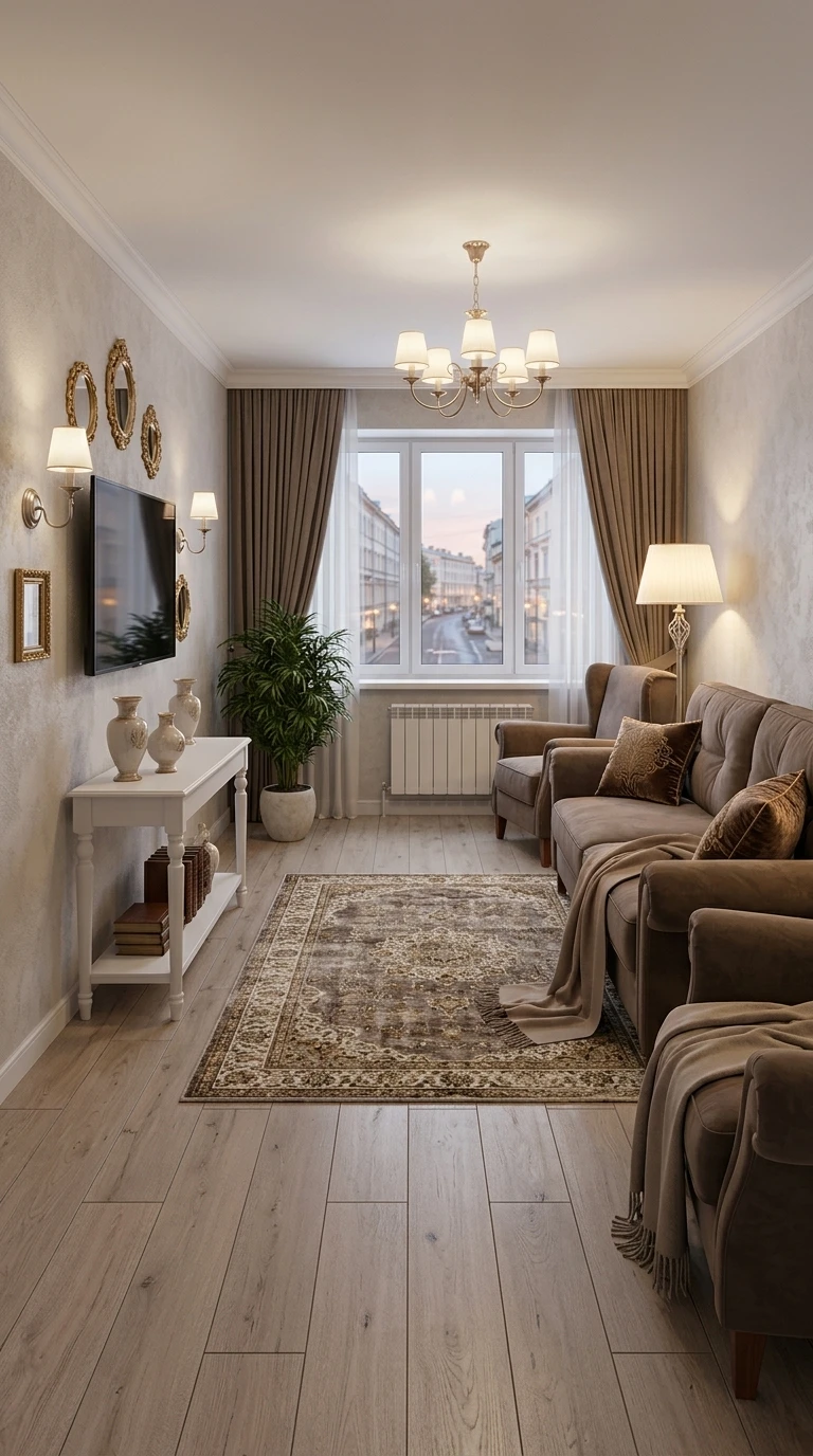 Дизайн гостиной в стиле Классика — фото интерьера от нейросети RoomGPT