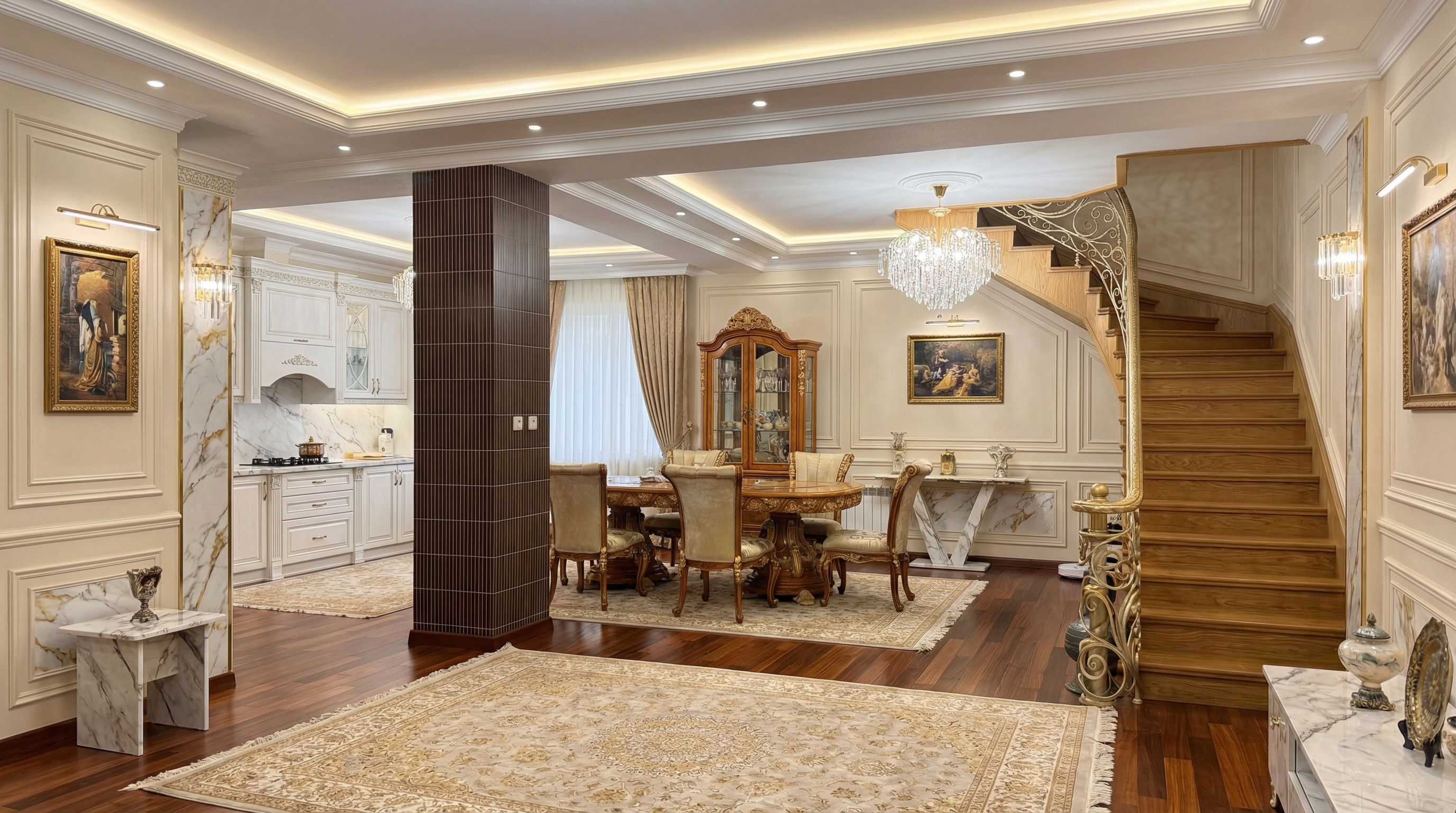 Дизайн гостиной в стиле Классика — фото интерьера от нейросети RoomGPT