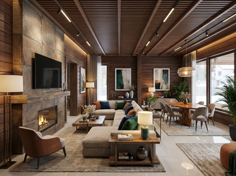 Дизайн интерьера в стиле Контемпорари — Гостиная от нейросети RoomGPT