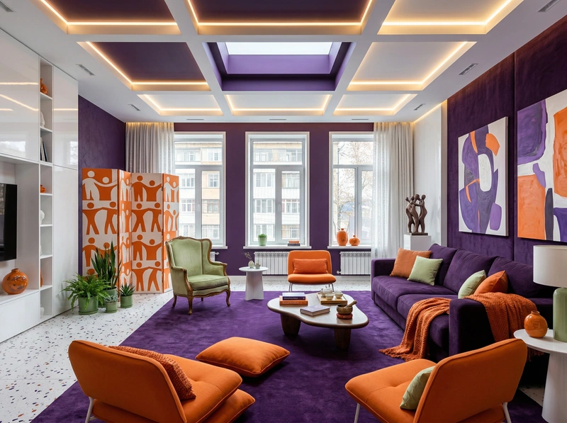 Дизайн гостиной в стиле Эклектика — фото интерьера от нейросети RoomGPT