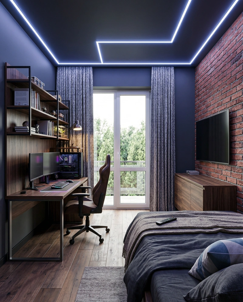Дизайн спальни в стиле Лофт — фото интерьера от нейросети RoomGPT