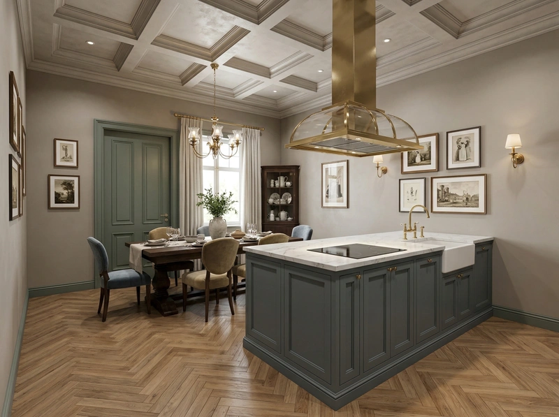 Дизайн кухни в стиле Классика — фото интерьера от нейросети RoomGPT