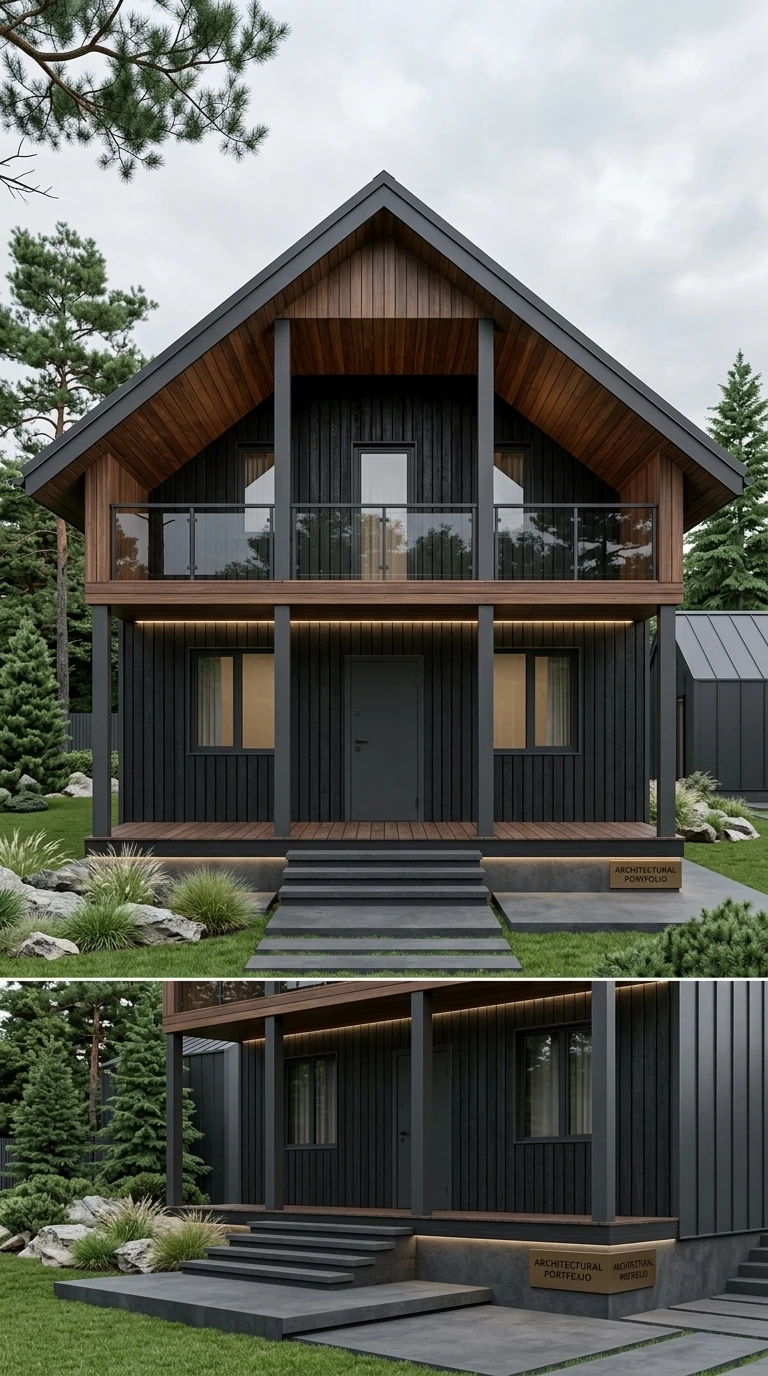 Дизайн фасада в стиле Барнхаус — фото фасада от нейросети RoomGPT