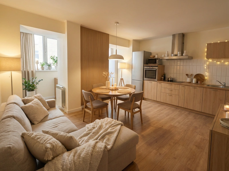 Дизайн интерьера в стиле Хюгге — Кухня от нейросети RoomGPT