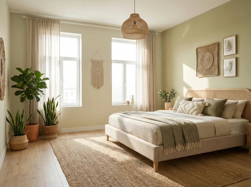 Дизайн спальни в стиле Сканди — фото интерьера от нейросети RoomGPT
