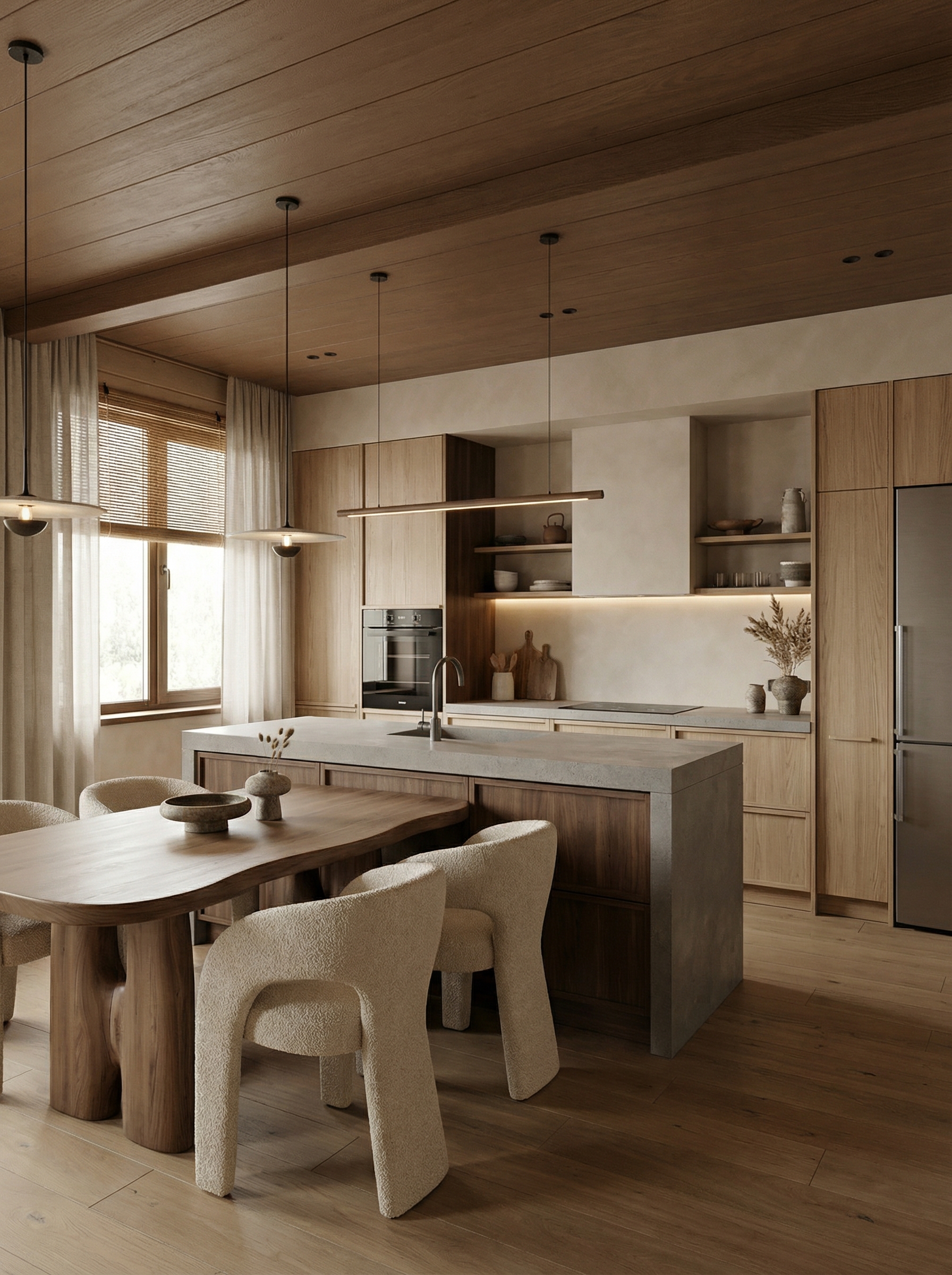 Дизайн кухни в стиле Japandi — фото интерьера от нейросети RoomGPT