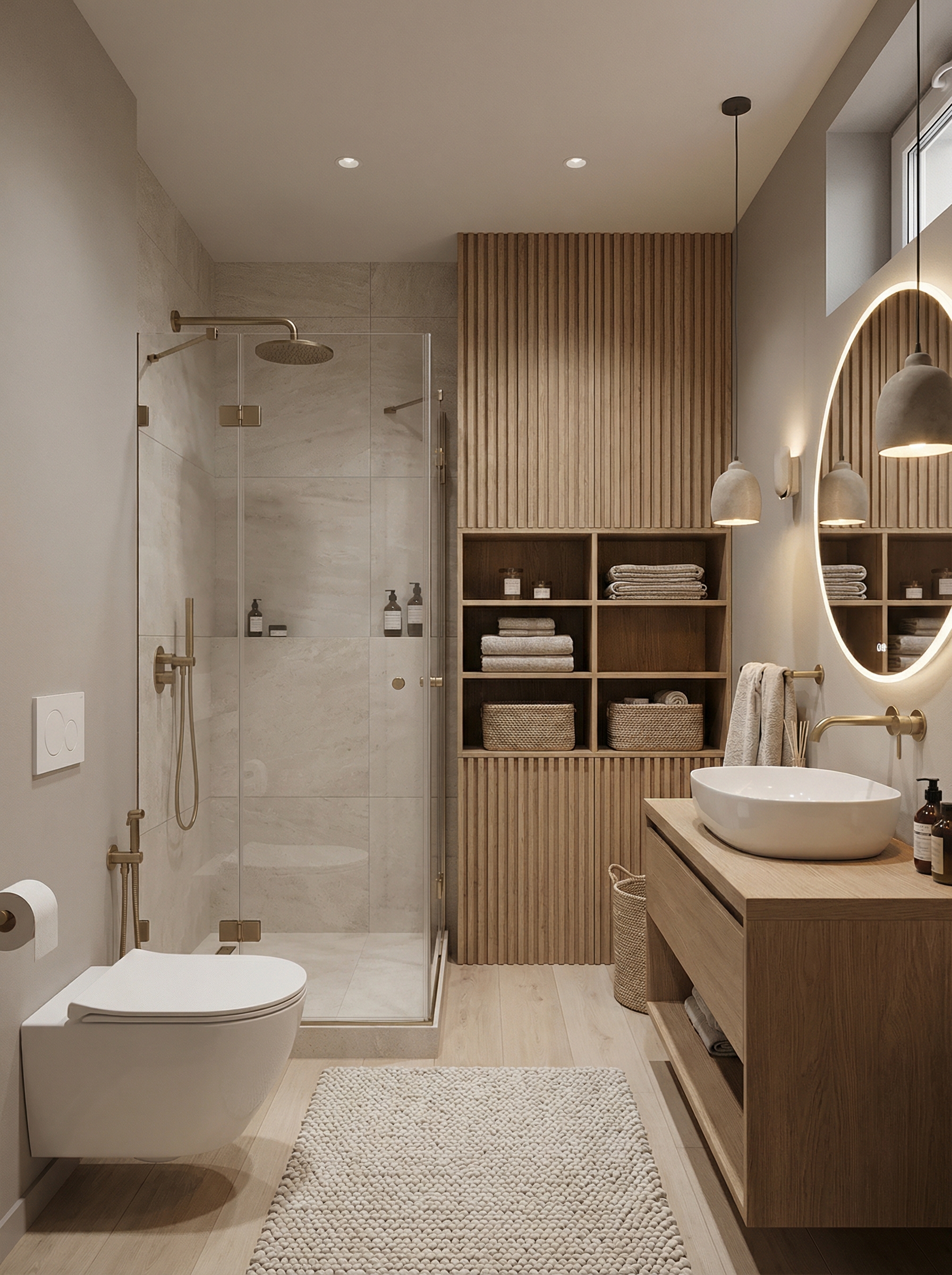 Дизайн ванной в стиле Хюгге — фото интерьера от нейросети RoomGPT