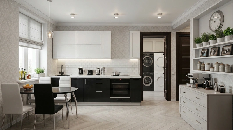 Дизайн кухни в стиле Классика — фото интерьера от нейросети RoomGPT