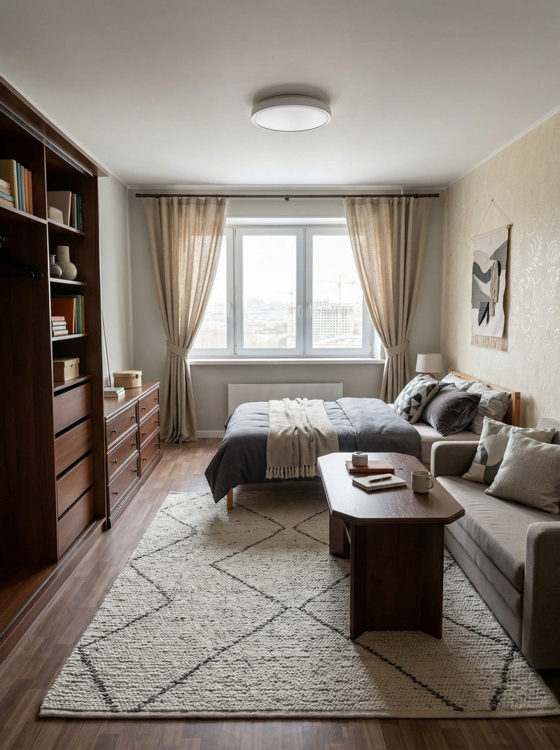 Дизайн спальни в стиле Без стиля — фото интерьера от нейросети RoomGPT