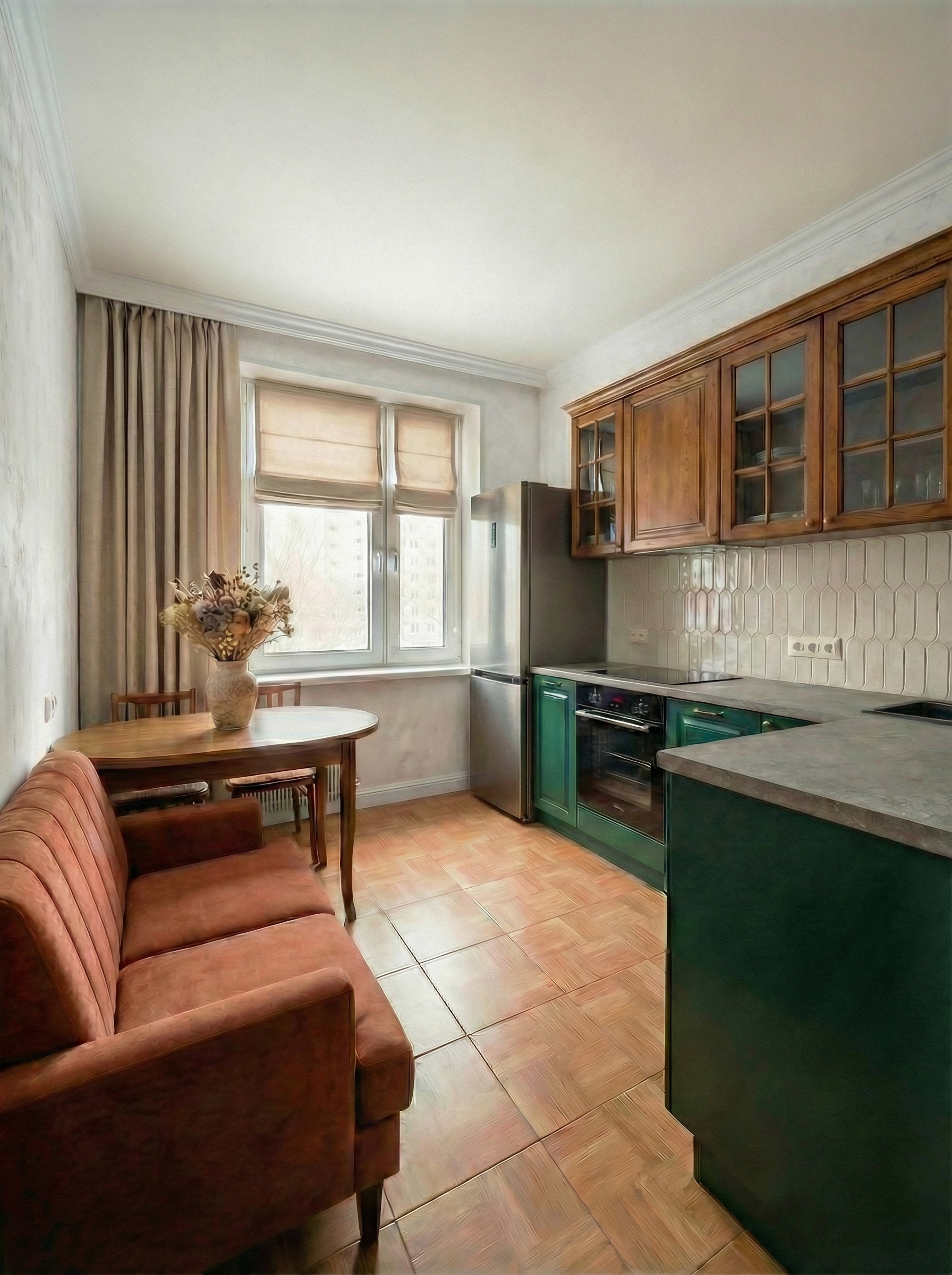 Дизайн кухни в стиле Британский — фото интерьера от нейросети RoomGPT