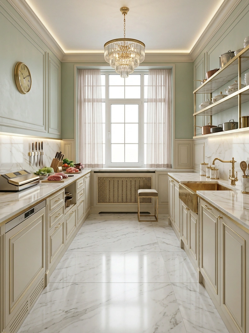Дизайн кухни в стиле Неоклассика — фото интерьера от нейросети RoomGPT