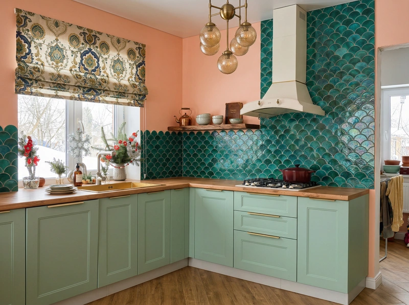 Дизайн кухни в стиле Эклектика — фото интерьера от нейросети RoomGPT