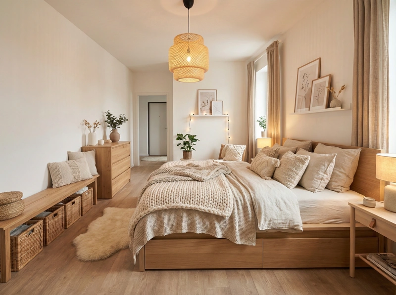 Дизайн интерьера в стиле Хюгге — Спальня от нейросети RoomGPT