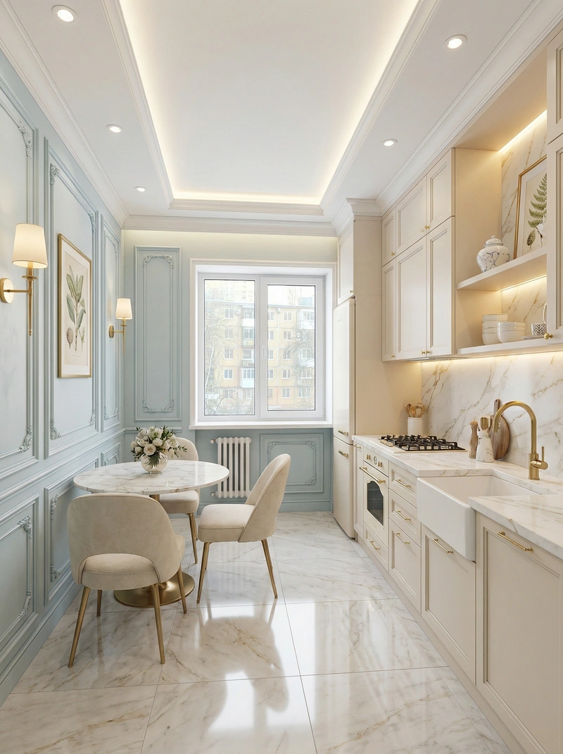 Дизайн интерьера в стиле Классика — Кухня от нейросети RoomGPT