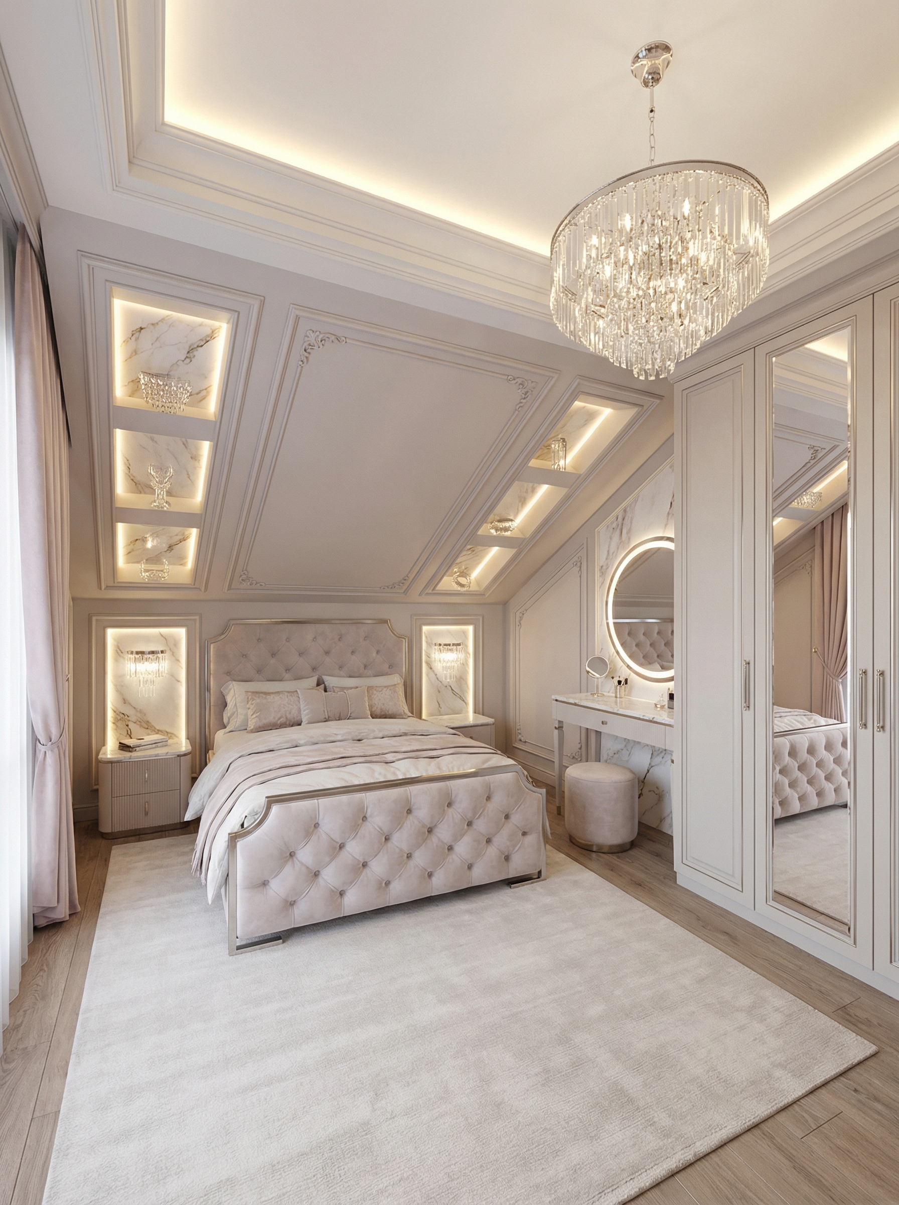 Дизайн спальни в стиле Классика — фото интерьера от нейросети RoomGPT