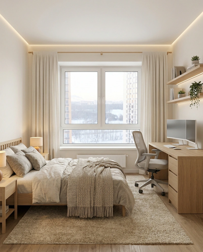 Дизайн гостиной в стиле Хюгге — фото интерьера от нейросети RoomGPT