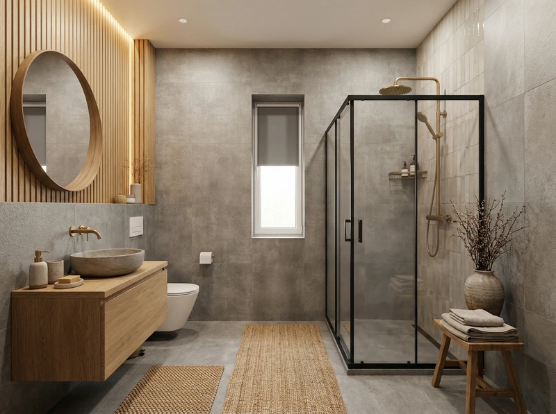 Дизайн ванной в стиле Japandi — фото интерьера от нейросети RoomGPT