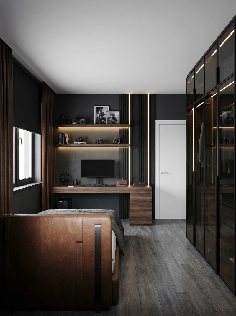 Дизайн интерьера в стиле Блэктэк — Спальня от нейросети RoomGPT