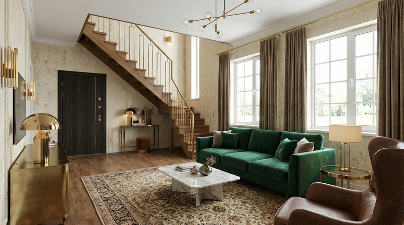 Дизайн интерьера в стиле Эклектика — Гостиная от нейросети RoomGPT