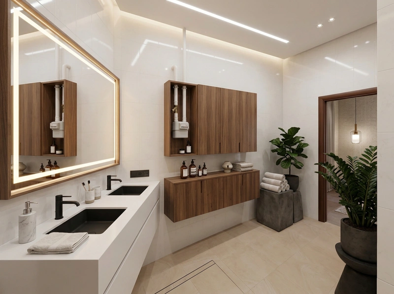 Дизайн ванной в стиле Контемпорари — фото интерьера от нейросети RoomGPT