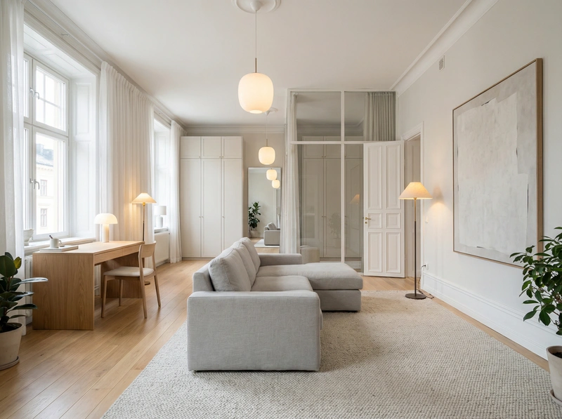 Дизайн гостиной в стиле Сканди — фото интерьера от нейросети RoomGPT