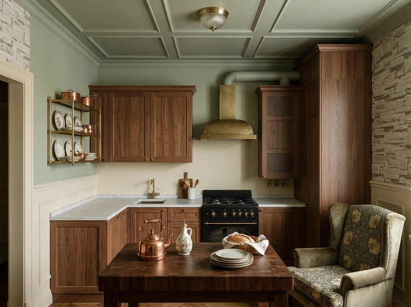 Дизайн кухни в стиле Классика — фото интерьера от нейросети RoomGPT