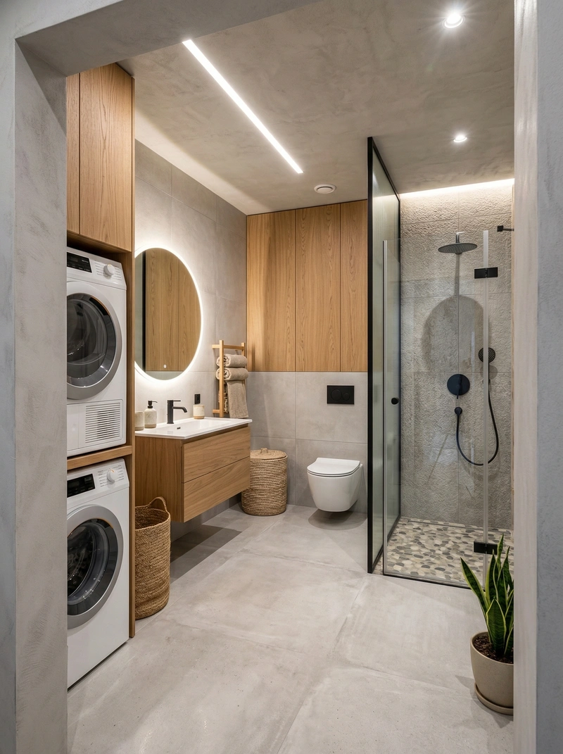 Дизайн ванной в стиле Сканди — фото интерьера от нейросети RoomGPT