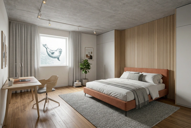 Дизайн интерьера в стиле Сканди — Спальня от нейросети RoomGPT