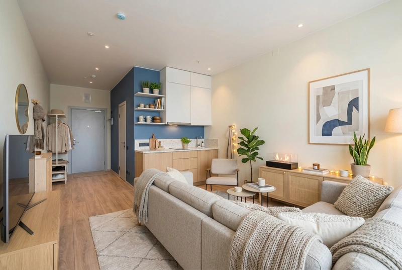 Дизайн спальни в стиле Хюгге — фото интерьера от нейросети RoomGPT