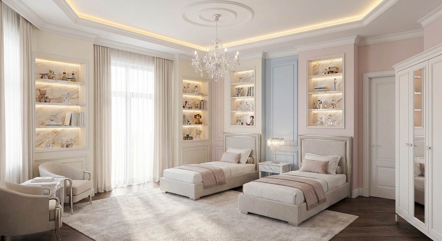 Дизайн детской в стиле Классика — фото интерьера от нейросети RoomGPT