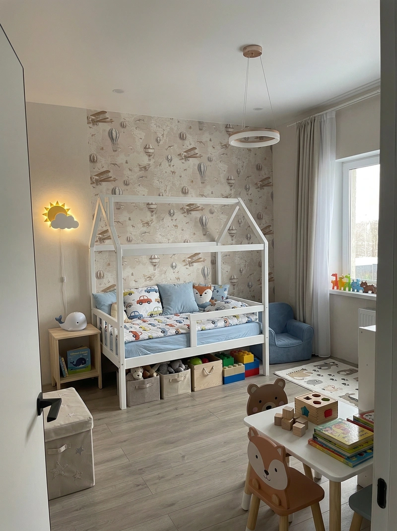 Дизайн детской в стиле Без стиля — фото интерьера от нейросети RoomGPT