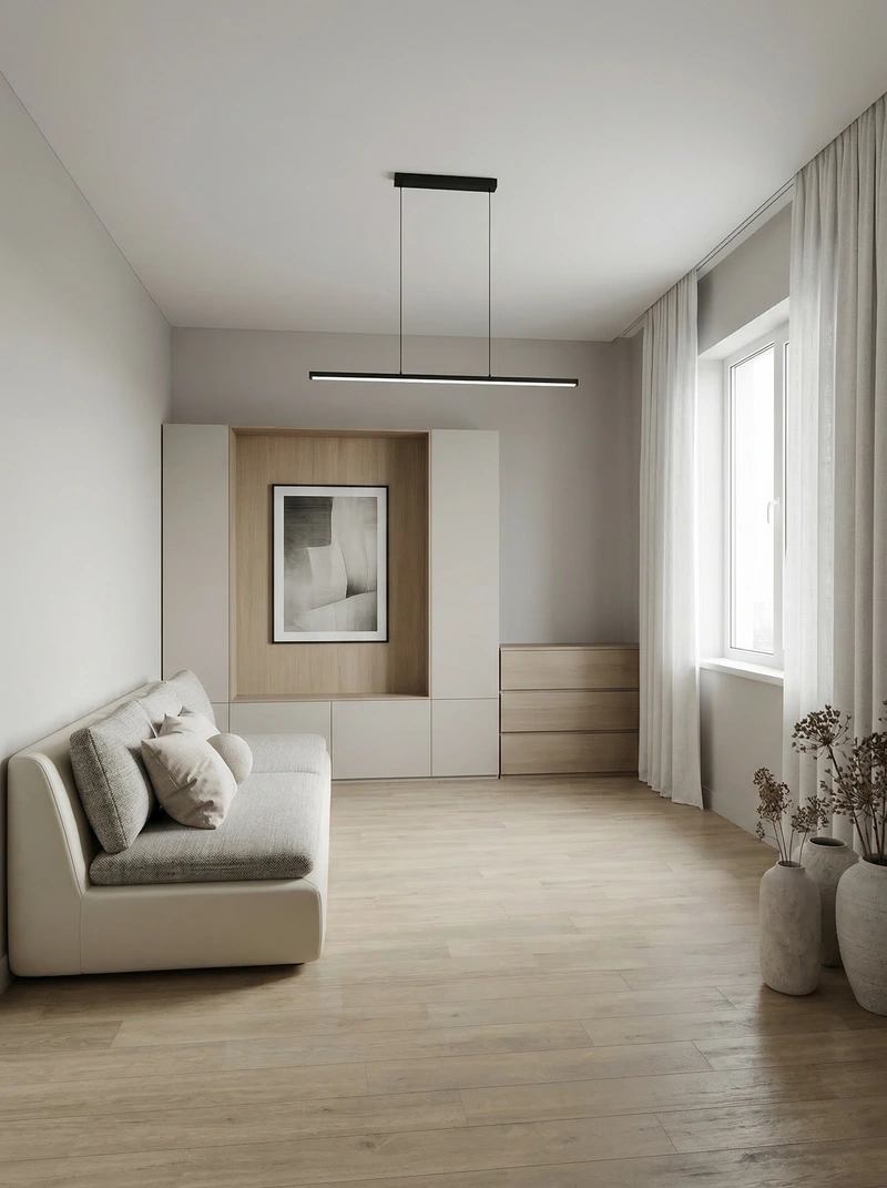 Дизайн интерьера в стиле Минимализм — Гостиная от нейросети RoomGPT