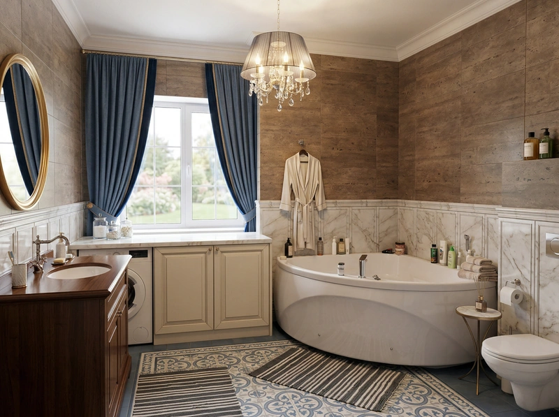 Дизайн ванной в стиле Классика — фото интерьера от нейросети RoomGPT