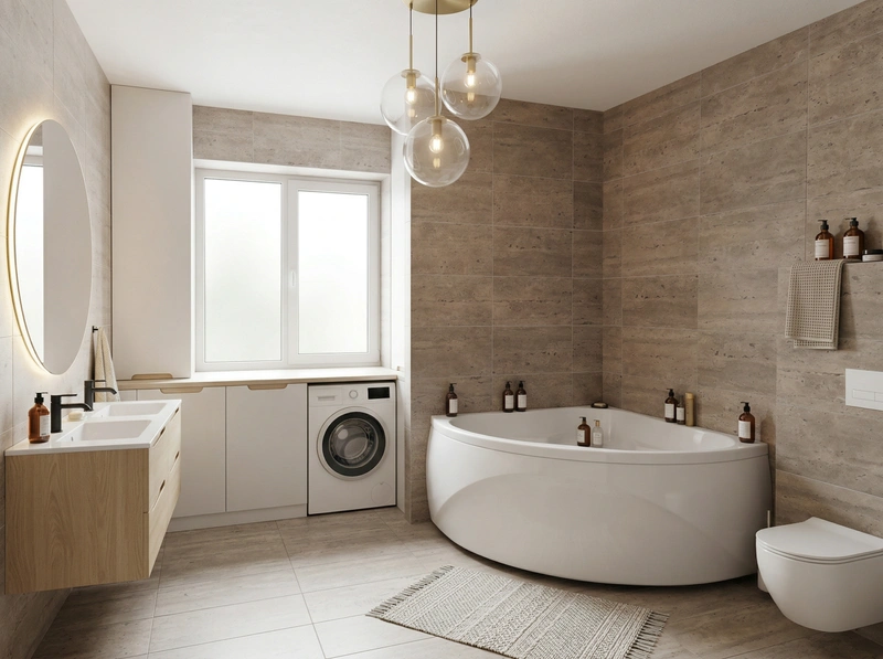 Дизайн ванной в стиле Сканди — фото интерьера от нейросети RoomGPT