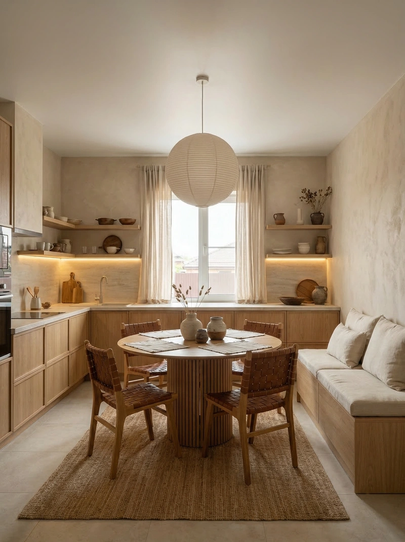 Дизайн кухни в стиле Japandi — фото интерьера от нейросети RoomGPT