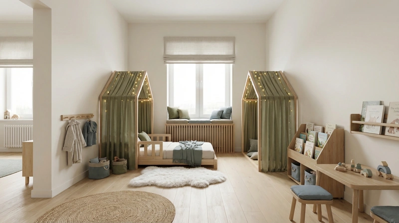 Дизайн детской в стиле Сканди — фото интерьера от нейросети RoomGPT