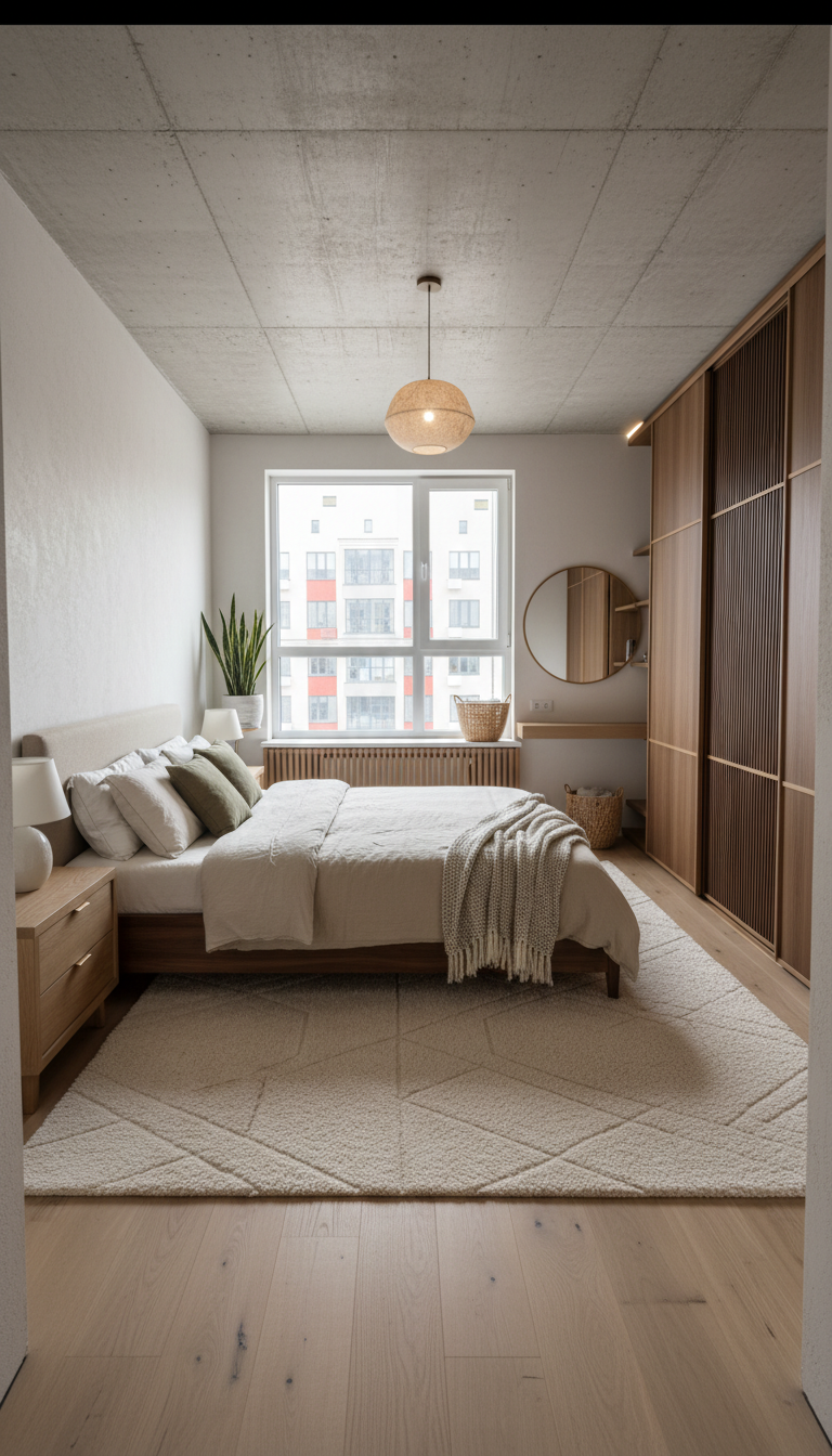 Дизайн спальни в стиле Japandi — фото интерьера от нейросети RoomGPT