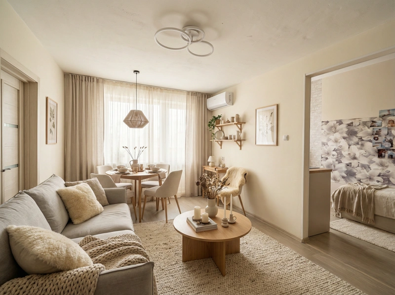 Дизайн интерьера в стиле Хюгге — Гостиная от нейросети RoomGPT