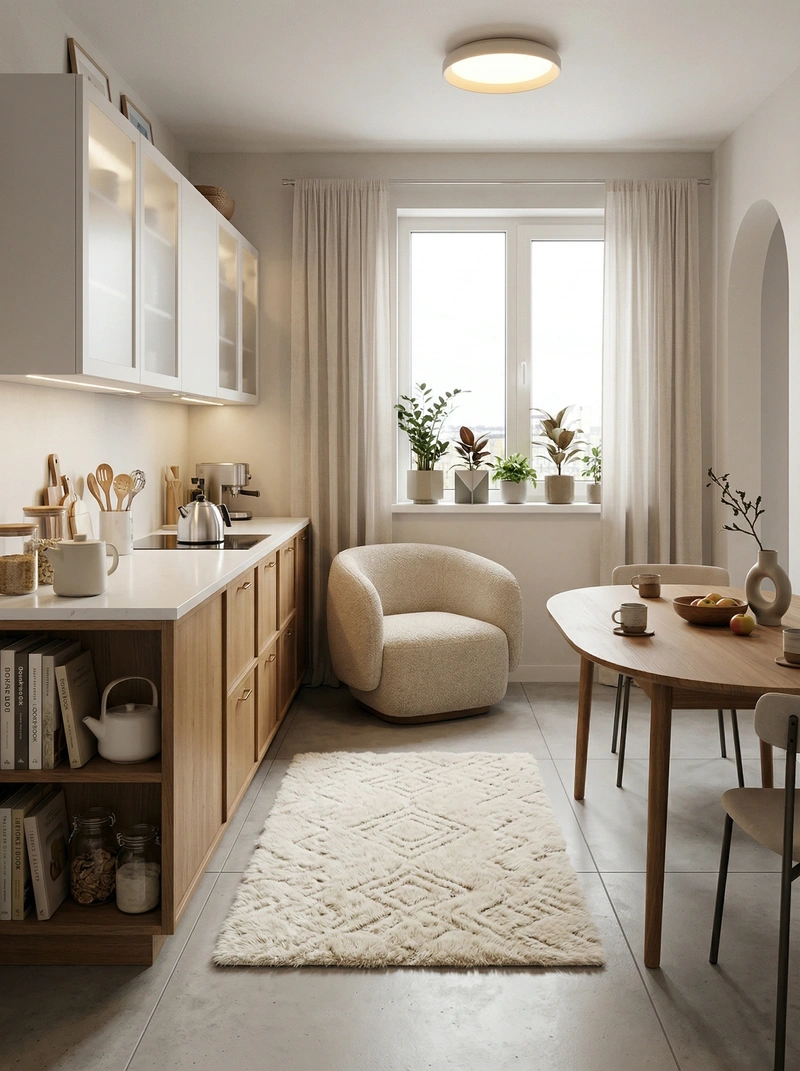 Дизайн гостиной в стиле Хюгге — фото интерьера от нейросети RoomGPT