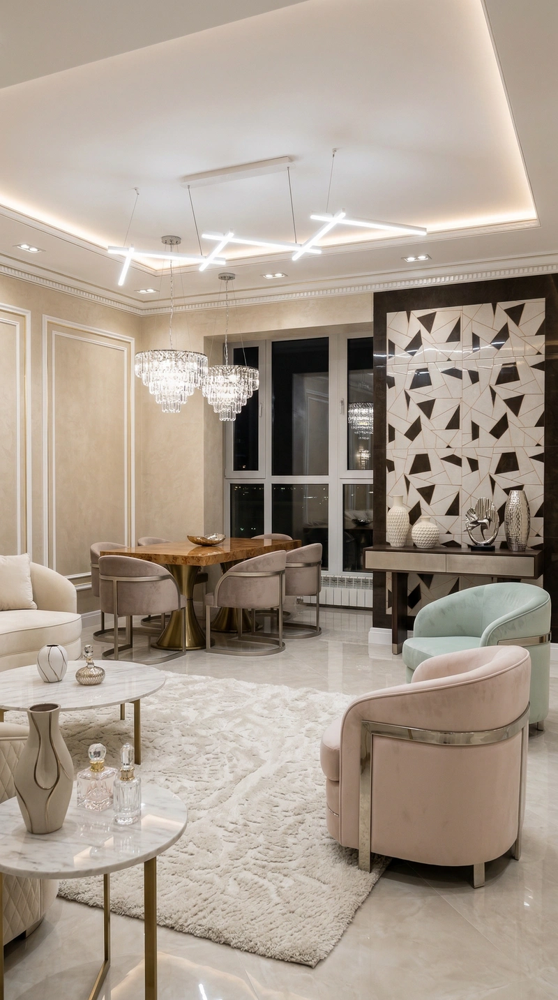 Дизайн интерьера в стиле Неоклассика — Гостиная от нейросети RoomGPT