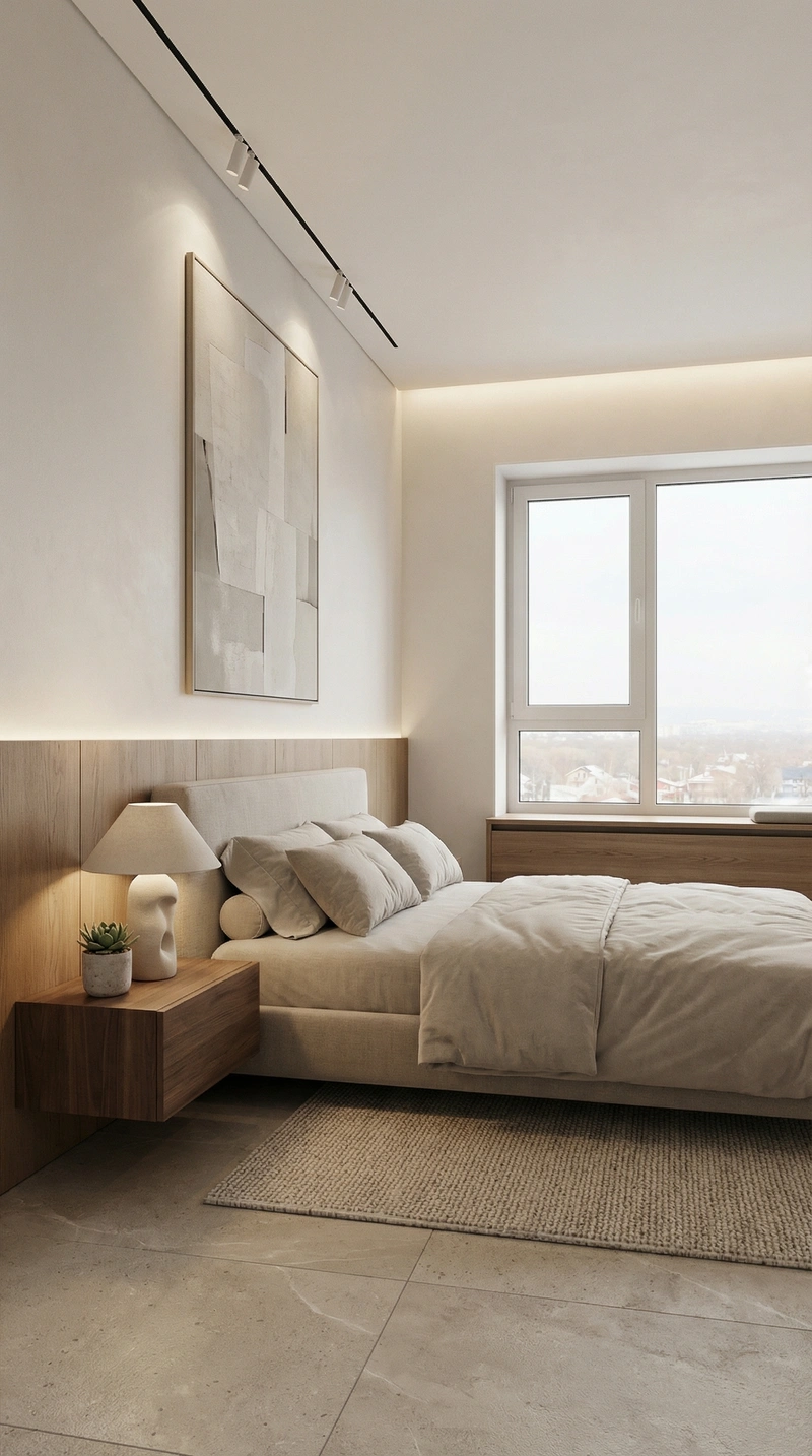 Дизайн спальни в стиле Минимализм — фото интерьера от нейросети RoomGPT
