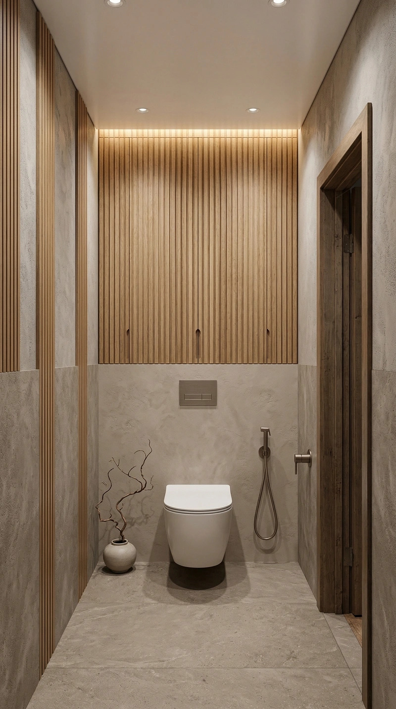 Дизайн ванной в стиле Japandi — фото интерьера от нейросети RoomGPT