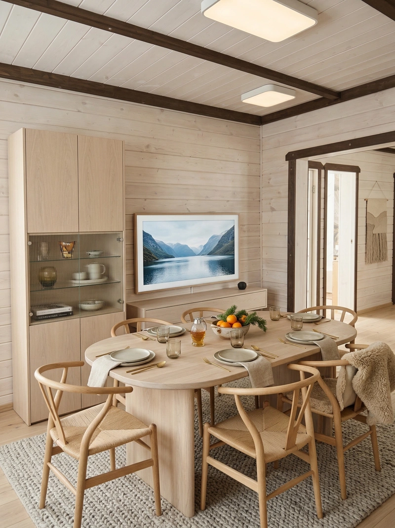 Дизайн гостиной в стиле Хюгге — фото интерьера от нейросети RoomGPT